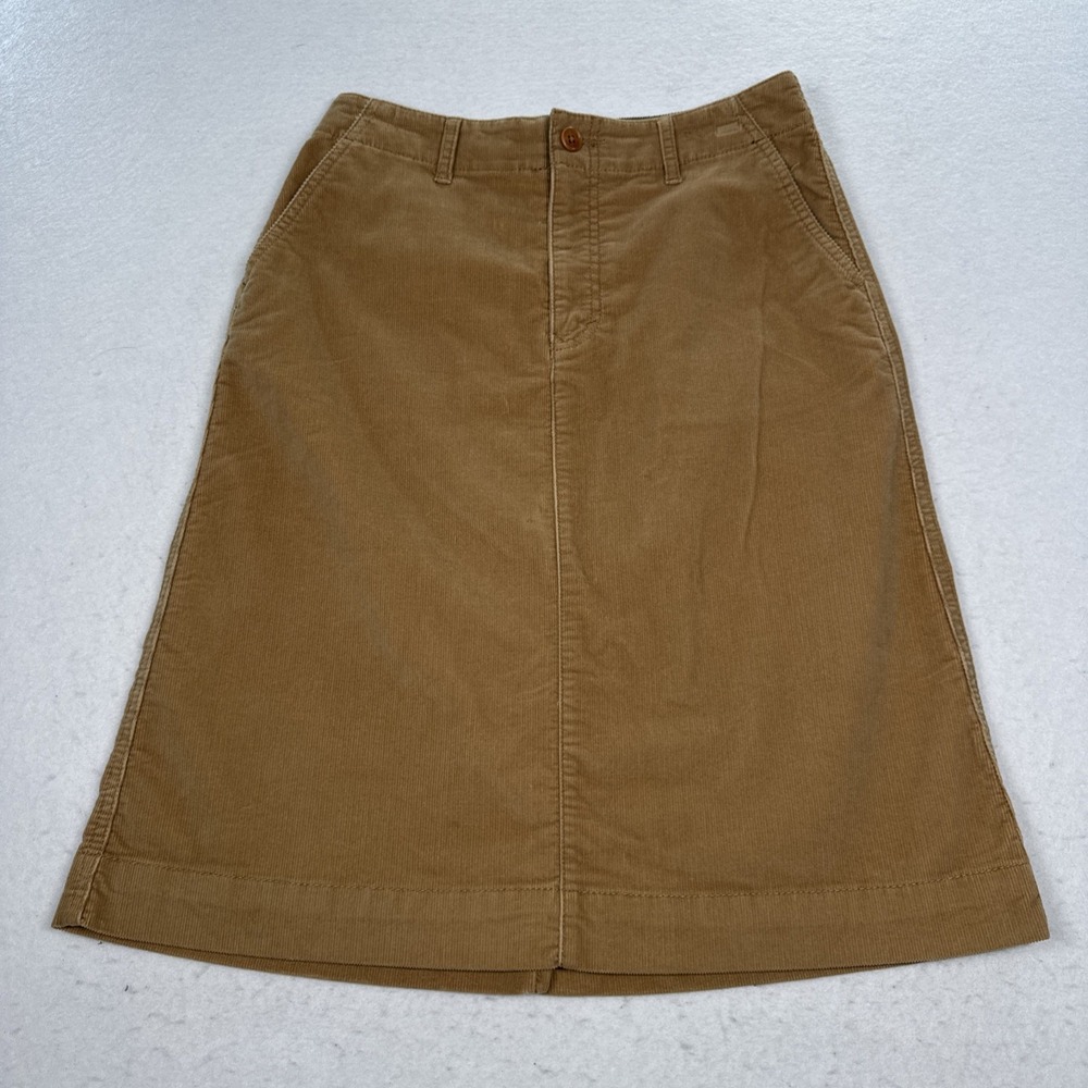 Eddie Bauer Corduroy Skirt Women's Size 2 Pencil Straight Color Camel Brown